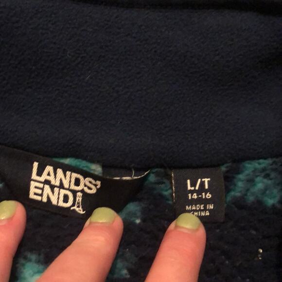 Lands' End Black and Green Teddy Jacket - Picture 3 of 7